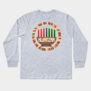 Kwanzaa Kinara Candle Logo Kids Long Sleeve T-Shirt